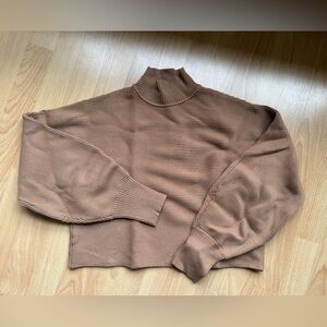 Zara Mock neck ribbed cropped sweater